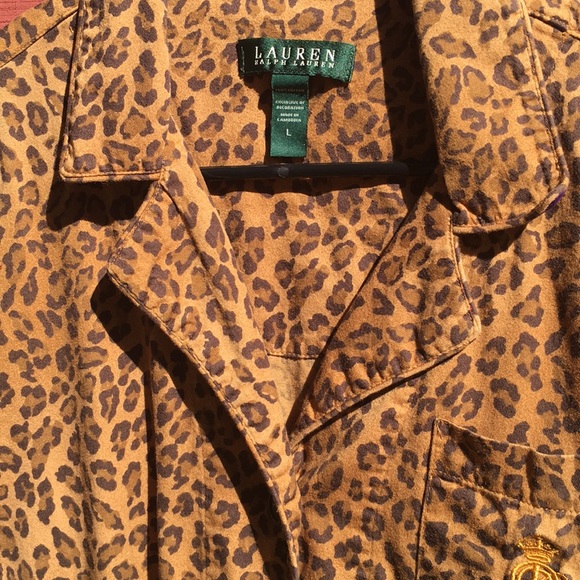 Ralph Lauren leopard animal print blouse/L - Picture 2 of 8